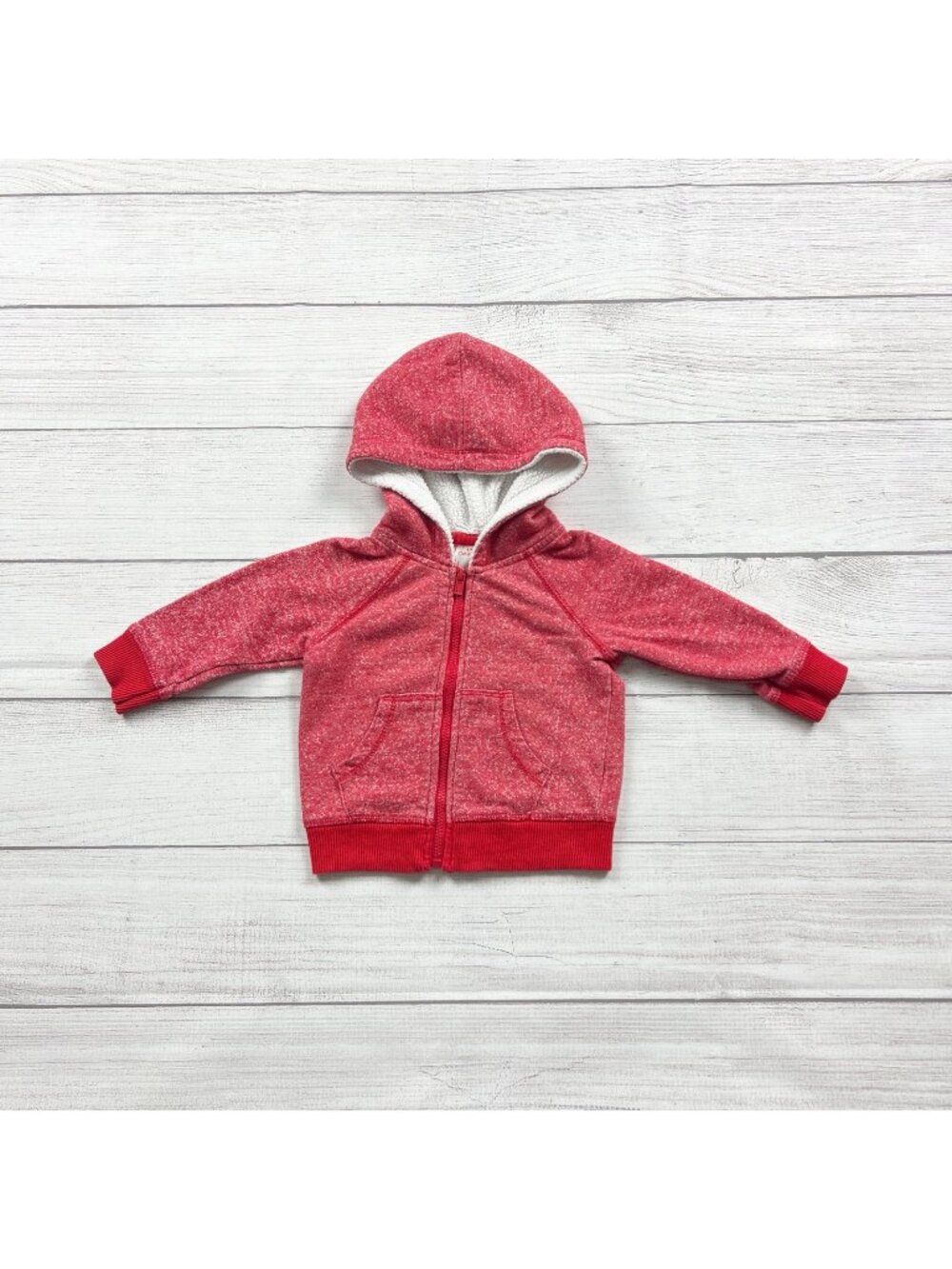 Baby Cat & Jack Red Zip Up Sherpa Lined Hooded Sweatshirt Jacket 6-9 Months